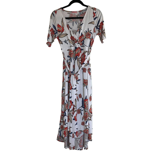 Vintage Hello Miz Womens Sz M Floral Midi Wrap Style Dress V Neck
