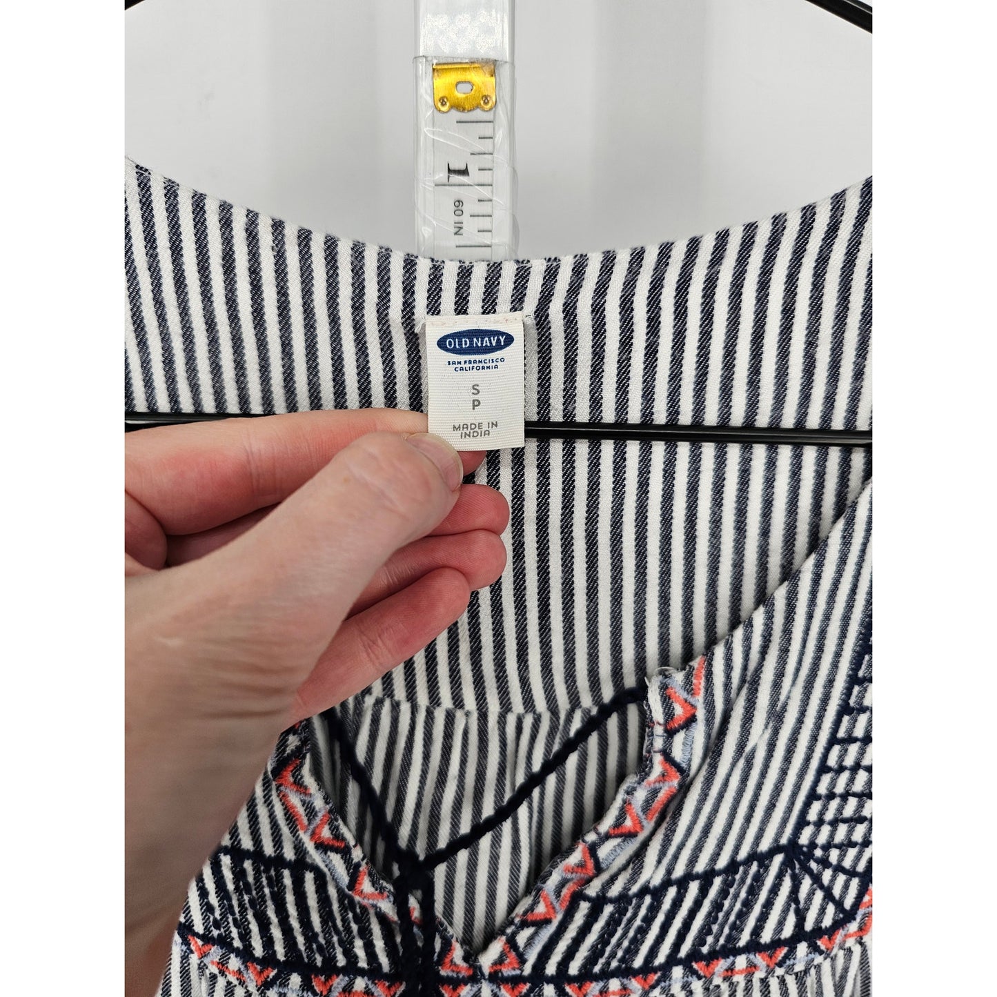 Old Navy Womens Sz S Long Sleeve Knee Length Peasant Style Dress Striped Tassel