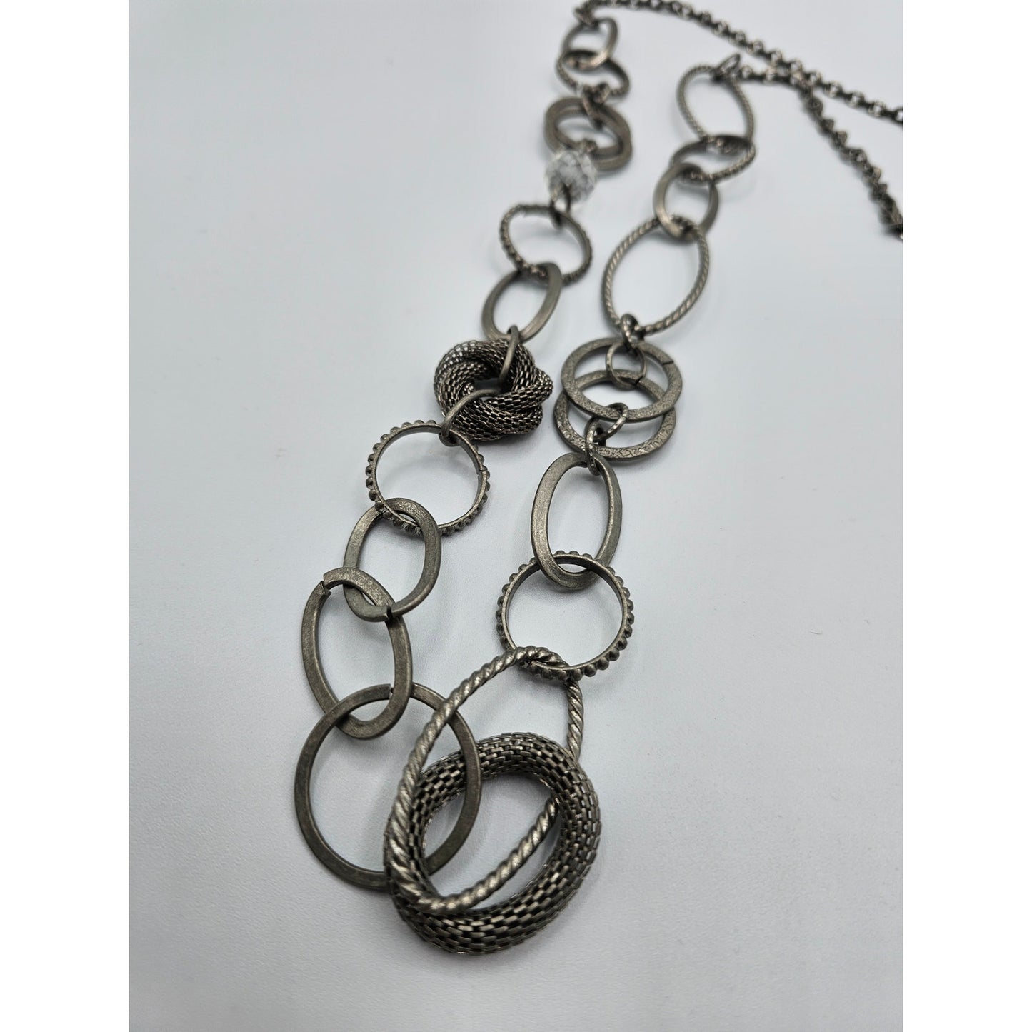 Vintage 1990s Long Single Strand Chain Necklace Silver Tone