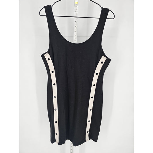 Divided by H&M Womens Sz L Knee Length Sleeveless Dress Black White Retro