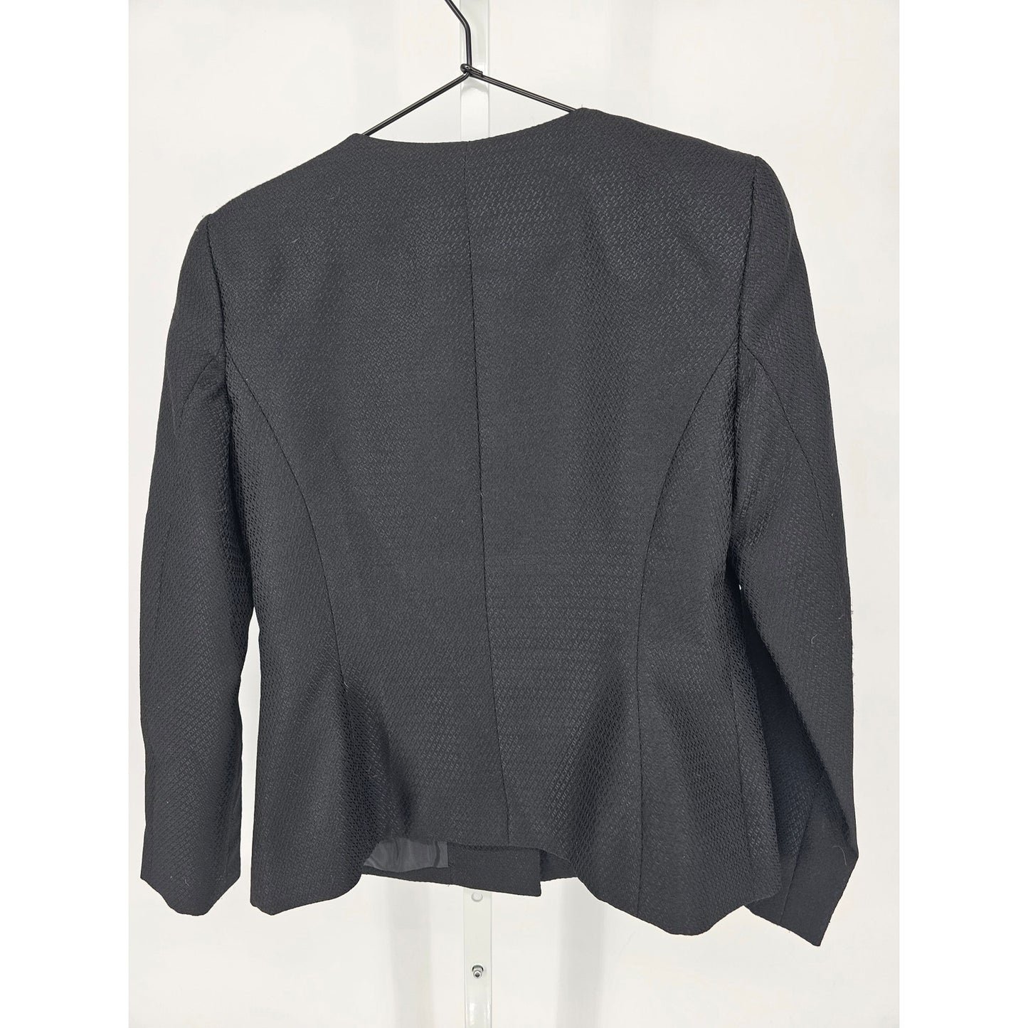 R&K Womens Sz 6 Structured Blazer Jacket Black Formal Rhinestone Studded