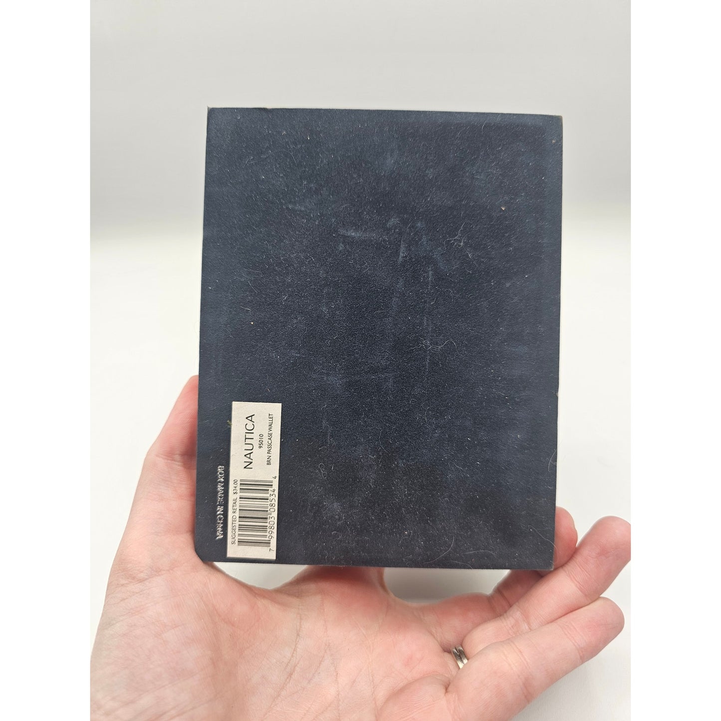 Nautica Mens Brown Wooden Wallet Box Blue Felt Lined