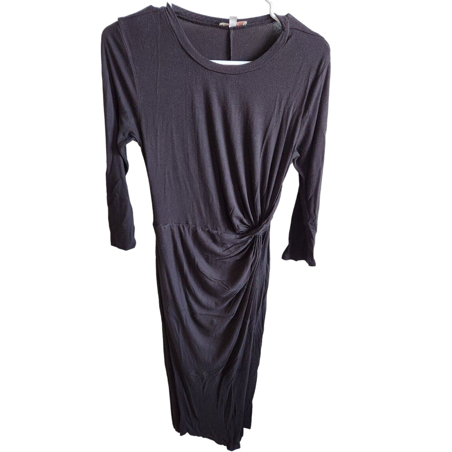 Gianni Bini Womens Sz S Midi Shirt Dress Long Sleeve Black Tie Side