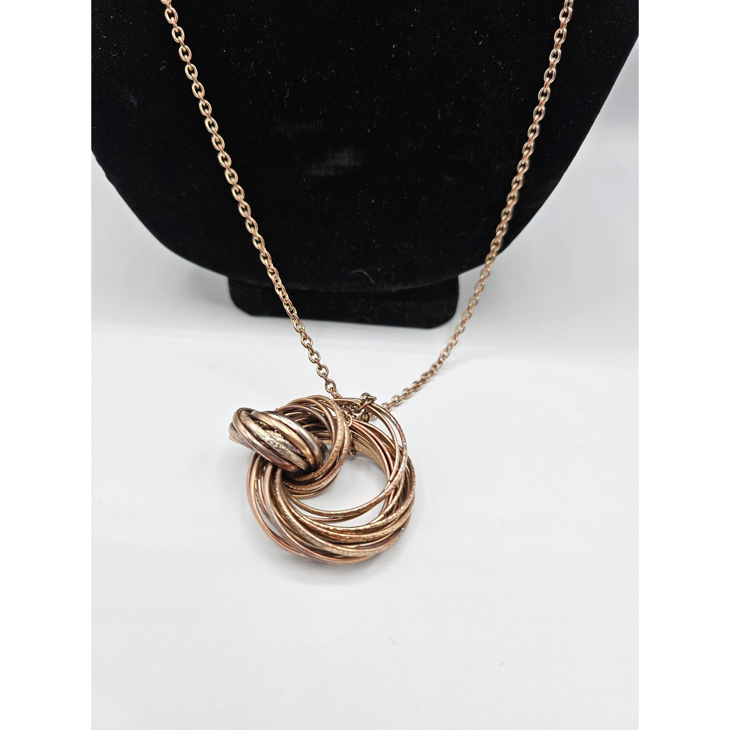 Vintage 1980s Pendant Style Necklace Gold Tone Wrapped Metal