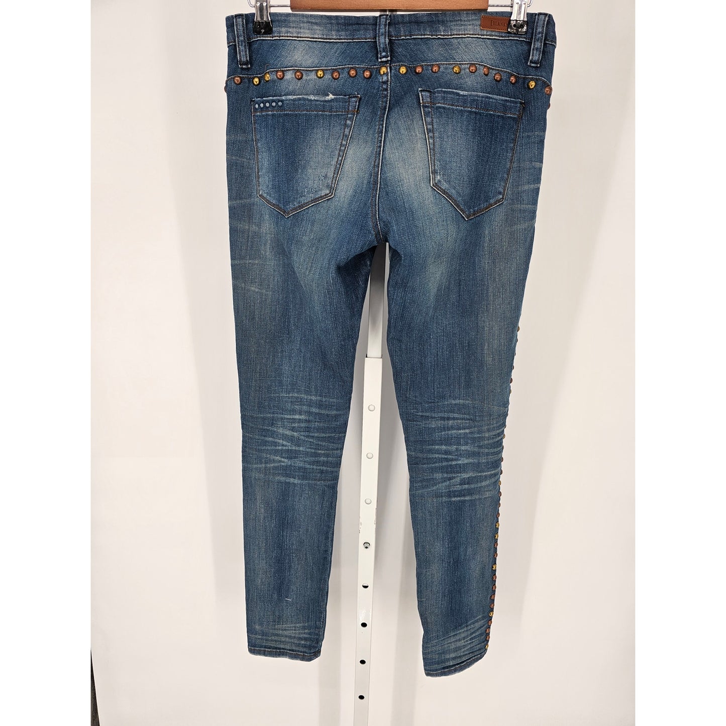 Blank NYC Womens Sz 28 Mid Rise Skinny Jeans Distressed Gold Studded Detail