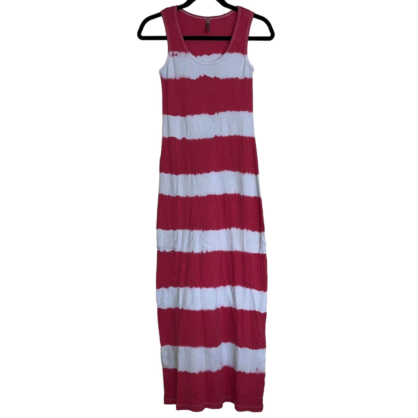 Heart & Hips Womens Sz S Maxi Dress Tie Dye Pink White Ribbed Sleeveless