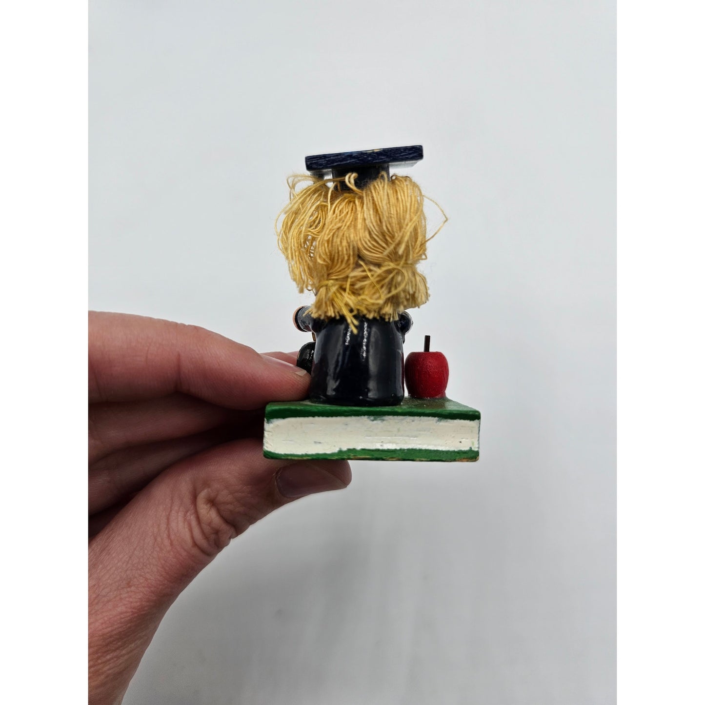 Vintage Miniature Wooden Wood Graduation Doll in Cap and Gown w/ Diploma
