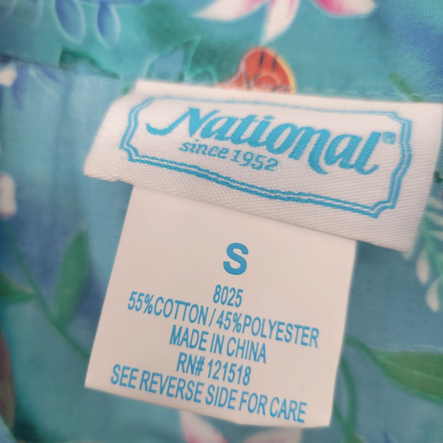 Vintage National Womens Sz S House Dress Nightgown Muu Muu Blue Butterfly Print