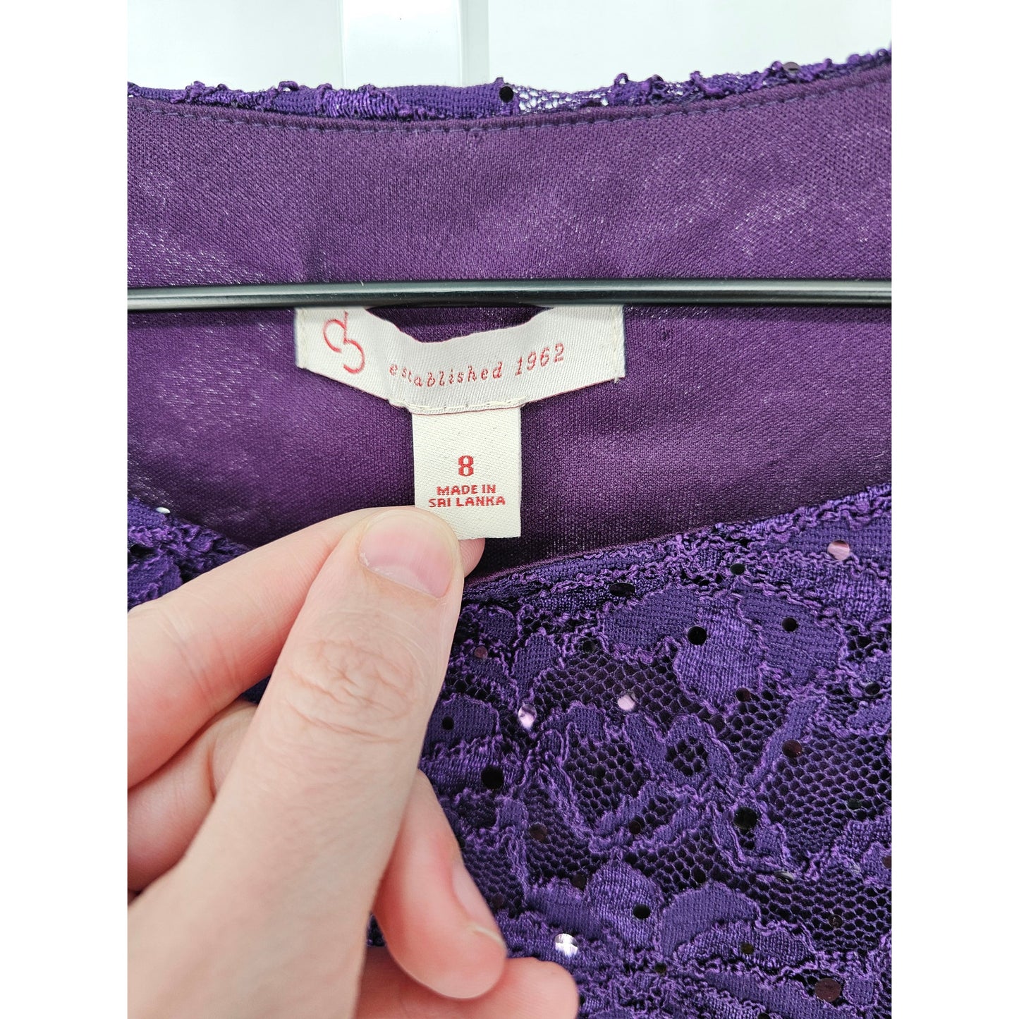 DB Womens Sz 8 Knee Length Formal Cocktail Dress Purple Lace Pleated