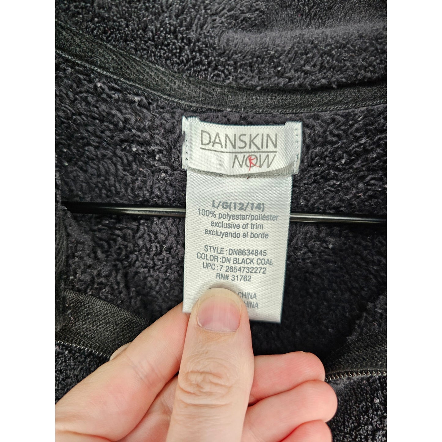 Danskin Now Womens Sz L Full Zip Fuzzy Fleece Jacket Black Athletic