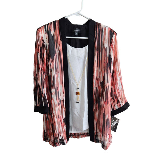 Vintage R&M Richards Womens Sz 12 Layered Blouse Pink Black White NEW