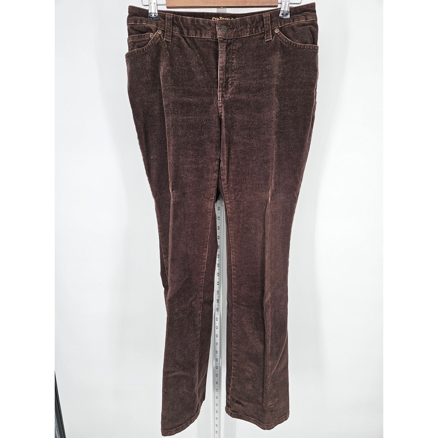St Johns Bay Womens Sz 6P Petite Boot Cut Corduroy Pants Brown