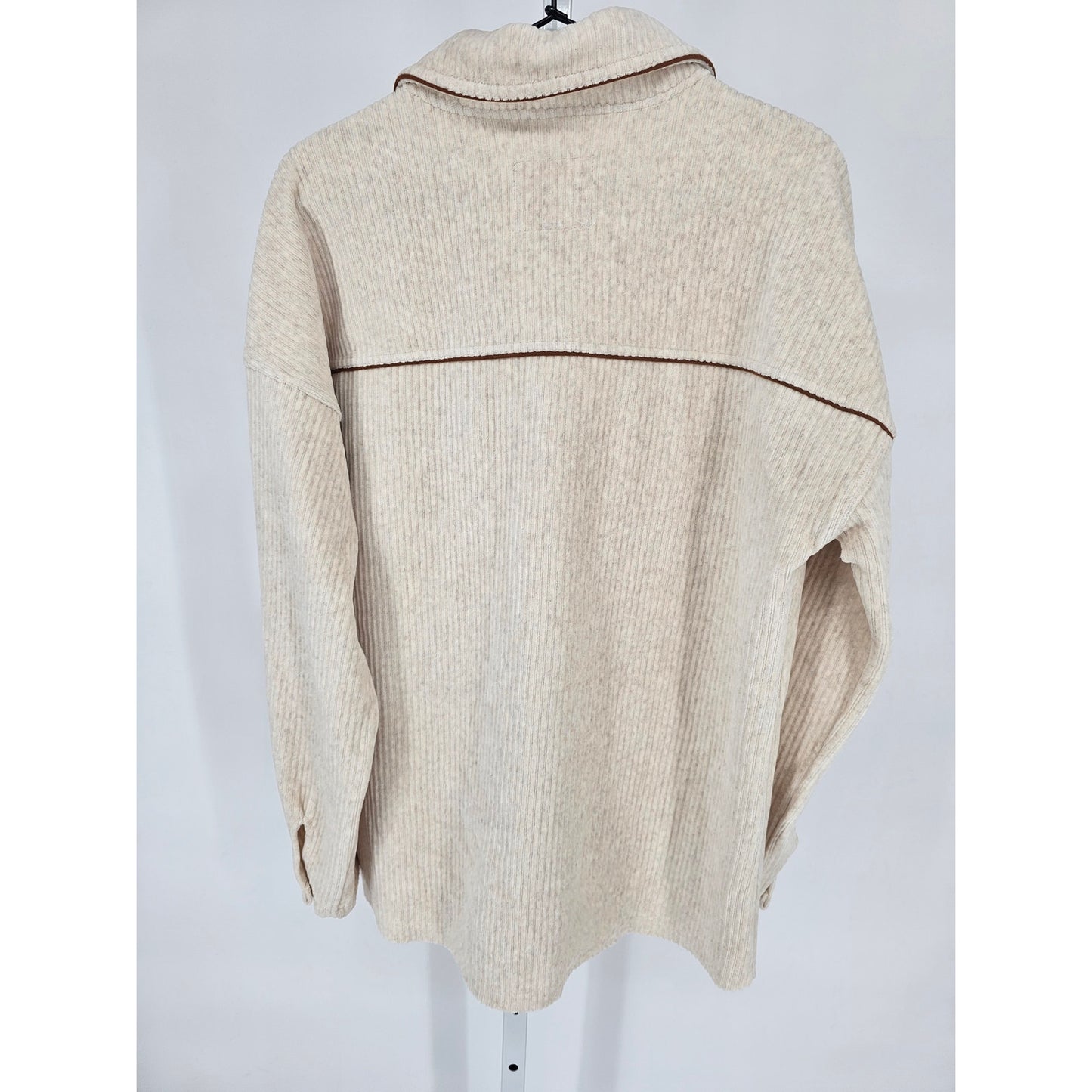 Thread & Supply Womens Sz L Snap Front Corduroy Shacket Cream Brown