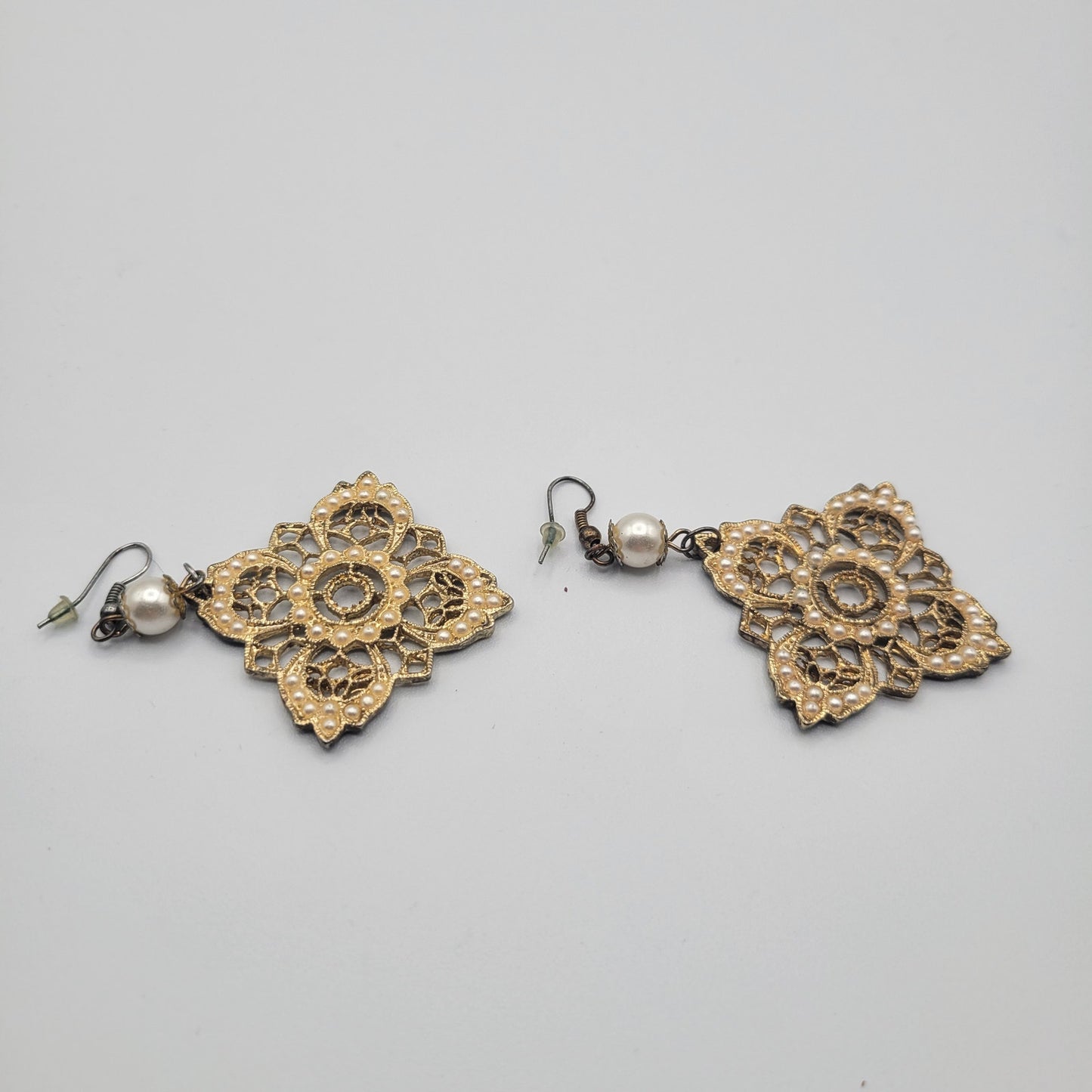 Vintage BARCS Silver TONE Amber Orange Glass CABOCHON Clip ON Earrings