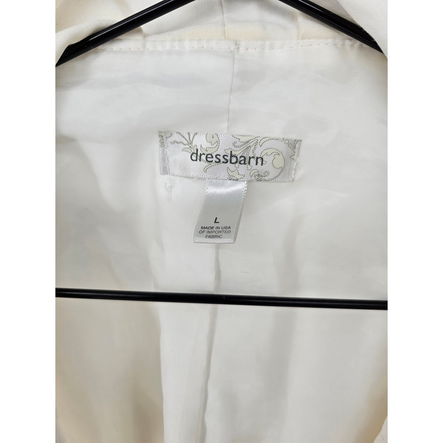 Dressbarn Womens Sz L Long Sleeve Ivory Open Front Jacket Blazer