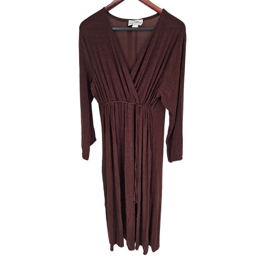 Vintage 1990s Carolyn Strauss Womens Sz 1X Brown Shimmer Formal Maxi Dress