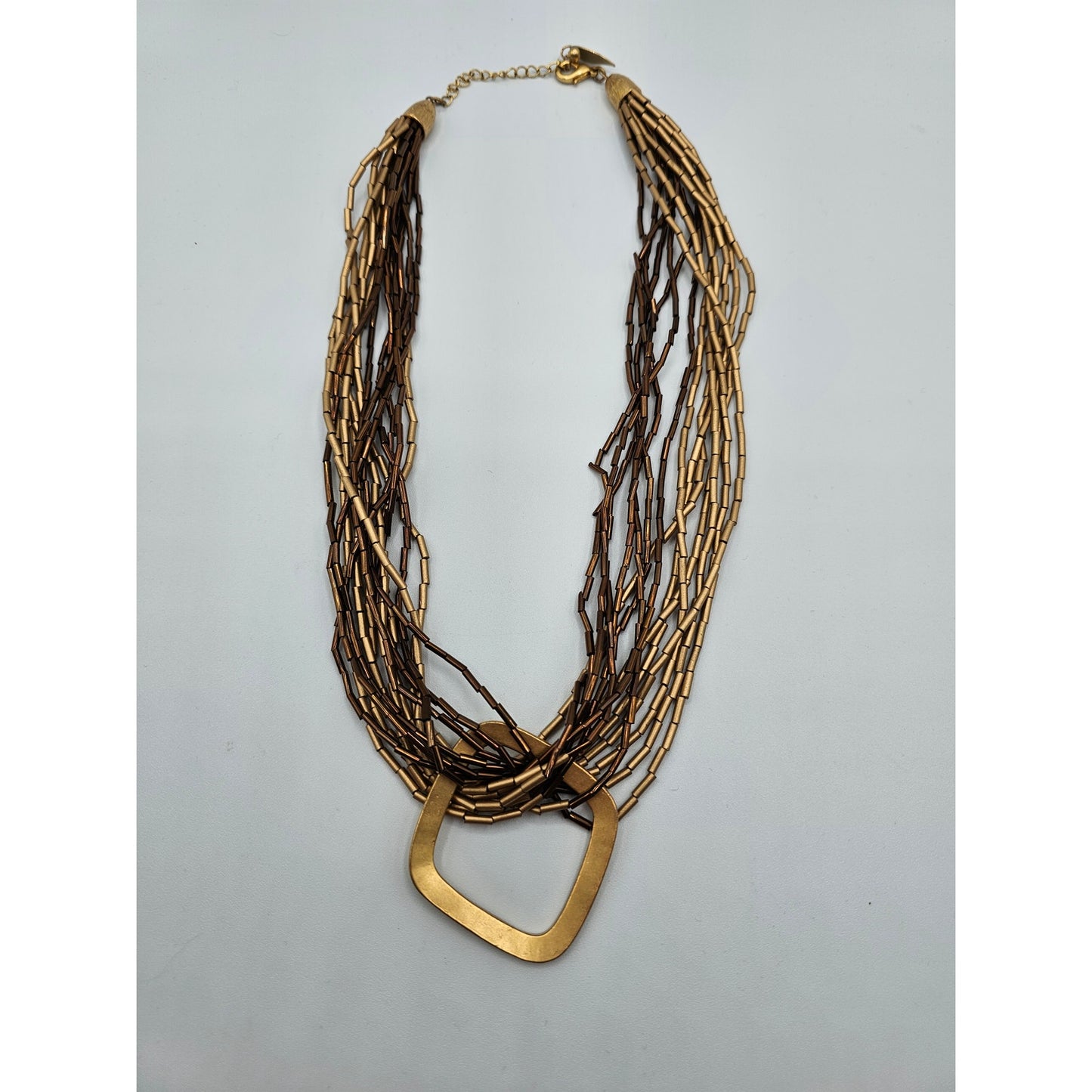 Coldwater Creek Womens Multi Strand Necklace Gold and Bronze Tone Beads