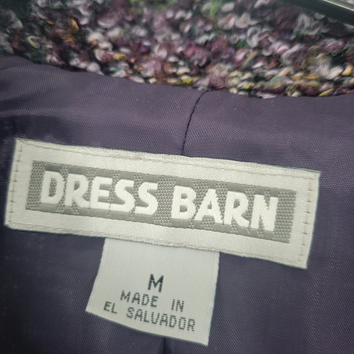 Vintage 1990s Dressbarn Womens Sz M Button Up Tweed Jacket Dark Purple