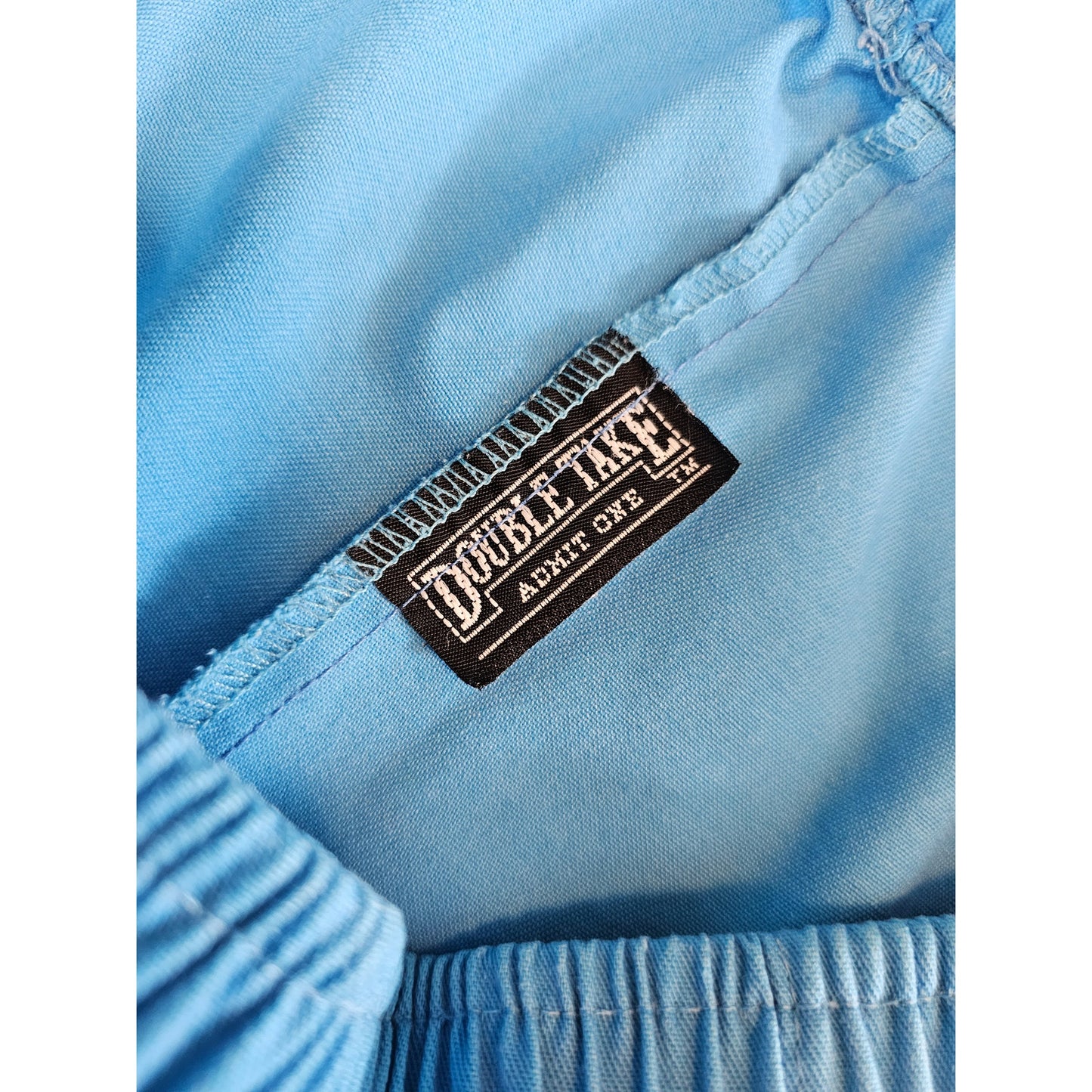 Vintage 1980s Double Take Womens Sz L Pull On Elastic Waist Capri Pants Blue