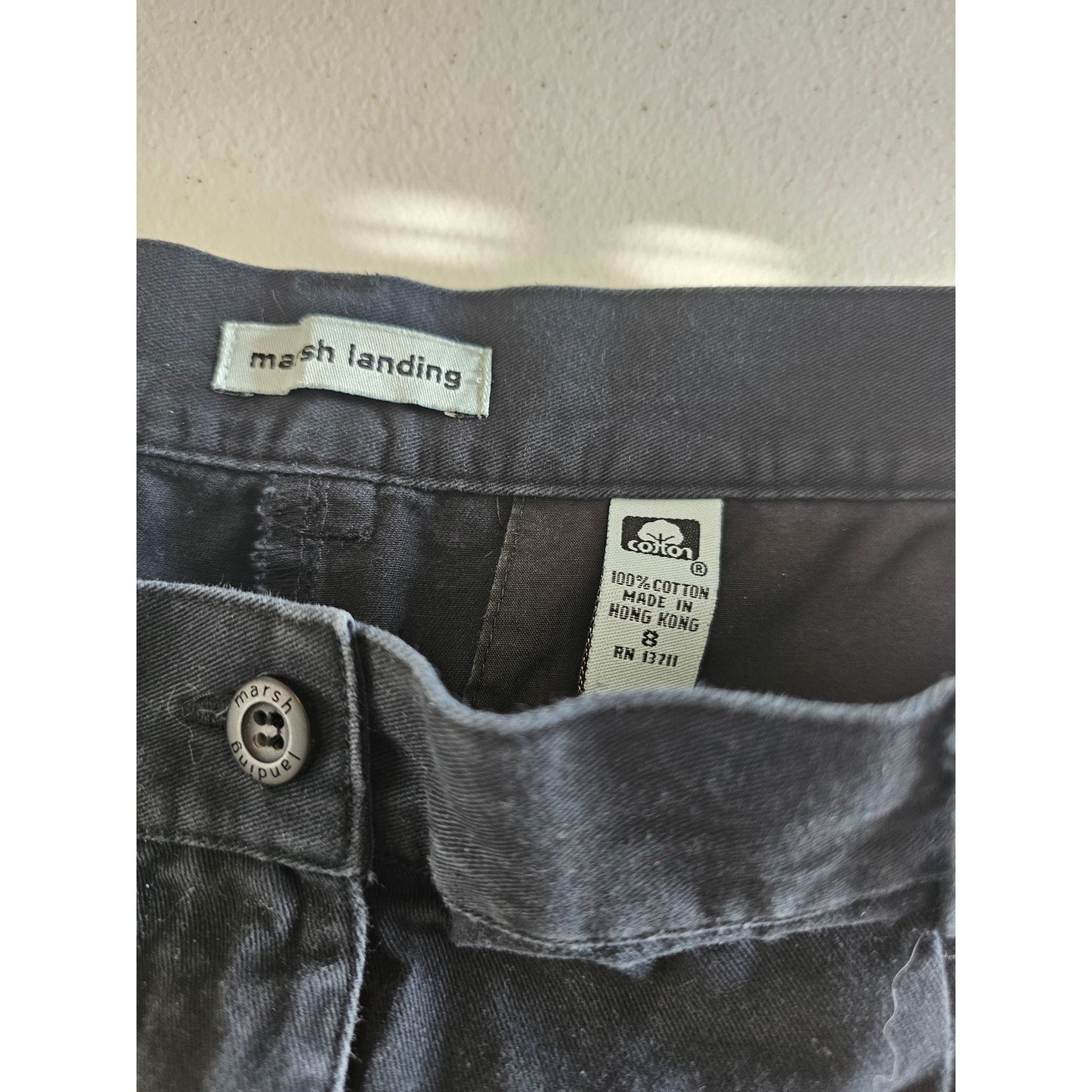 Vintage 1990s Marsh Landing Womens Sz 8 Bermuda Length Shorts Navy 100% Cotton