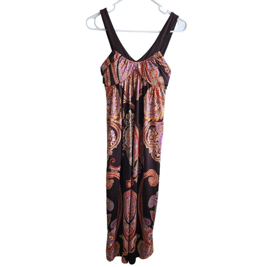 Alyn Paige New York Womens Sz S Maxi Dress Brown Paisley Print Vintage