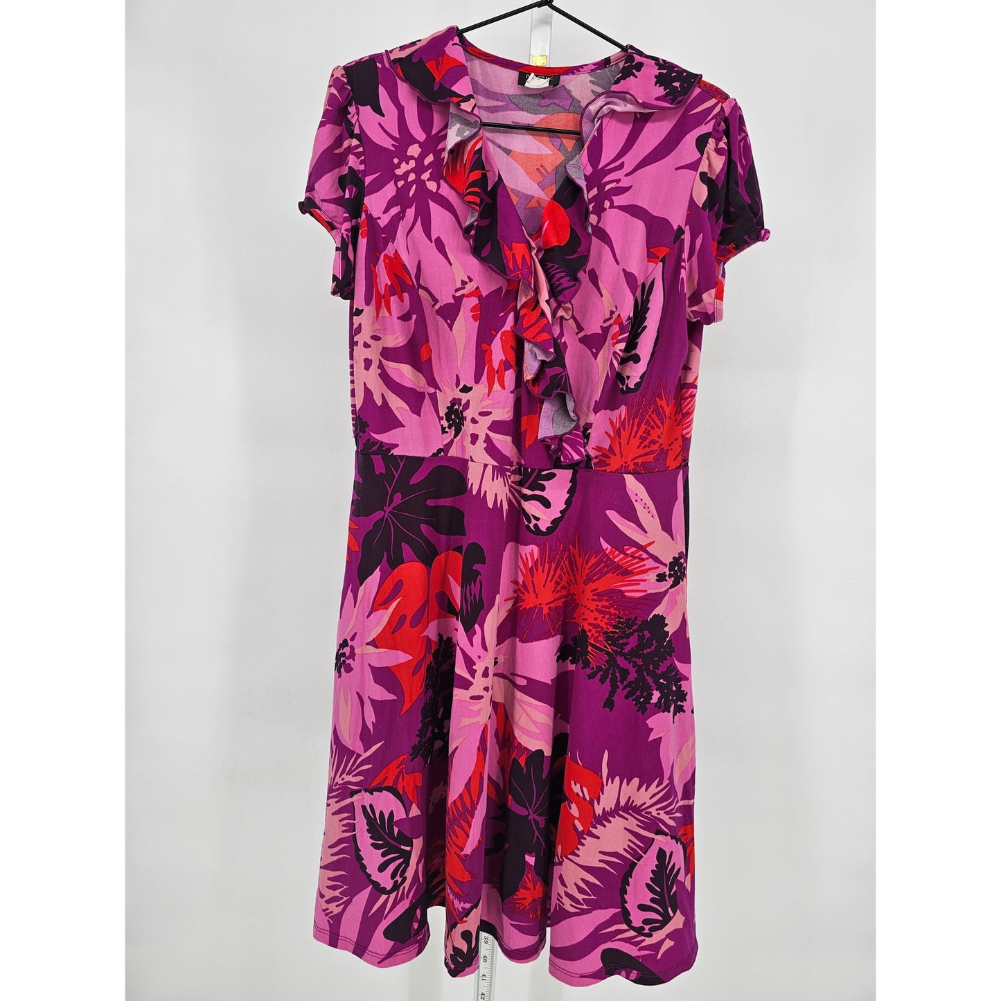 MSK Petites Womens Sz 12P Midi Length Short Sleeve Dress Purple Floral