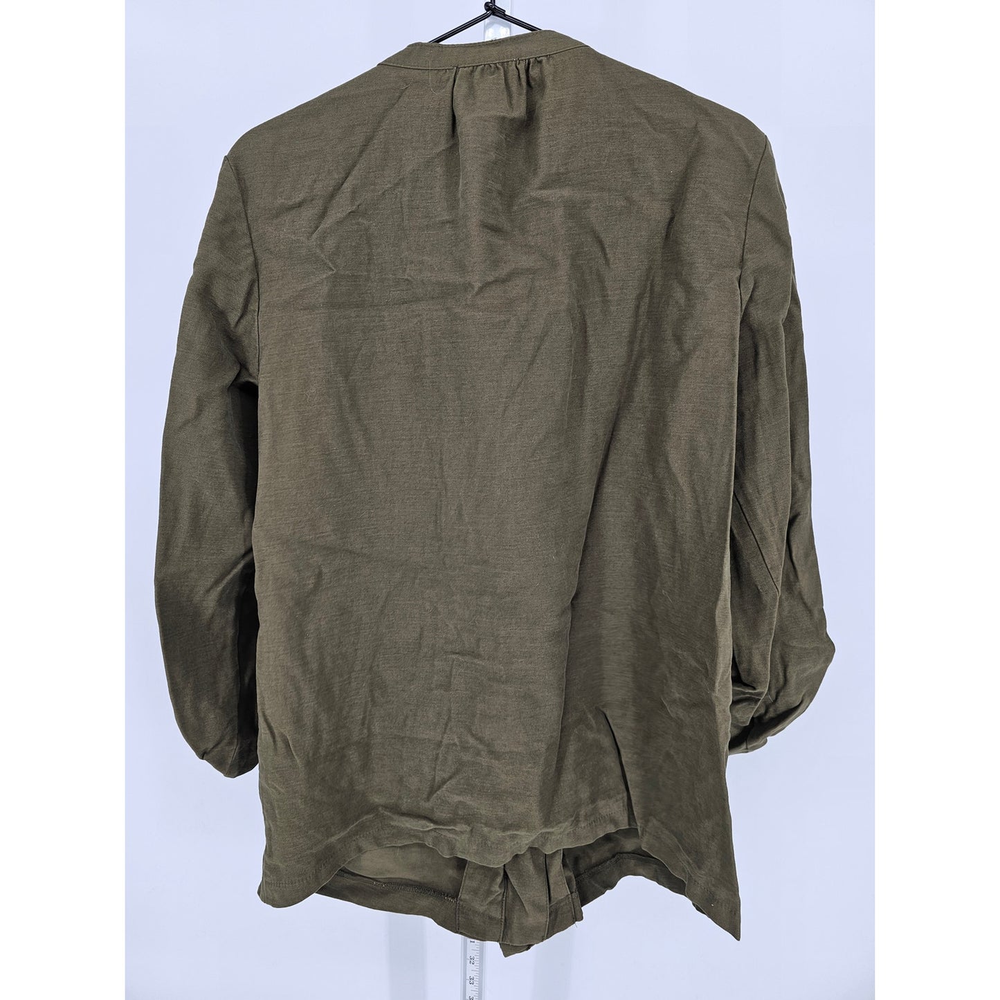 Nine West Womens Sz L Zip Up Safari Jacket Tab Sleeve Olive Green