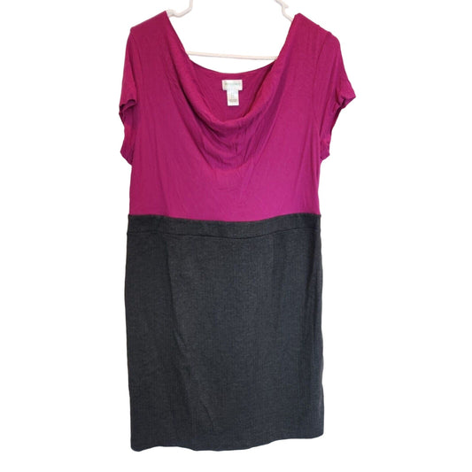 Motherhood Maternity Womens Sz L Knee Length Career Dress Pink and Gray