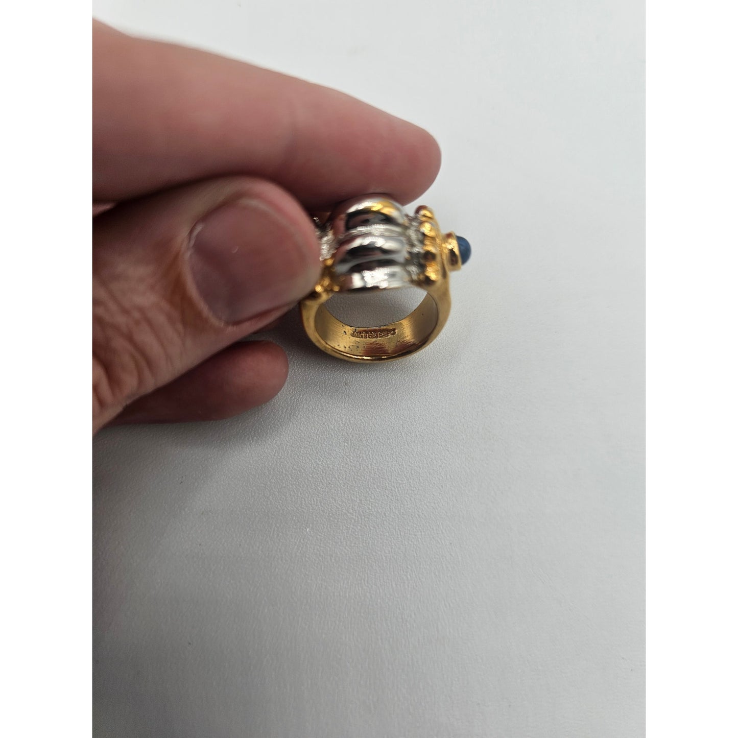 Vintage BARCS Silver TONE Amber Orange Glass CABOCHON Clip ON Earrings