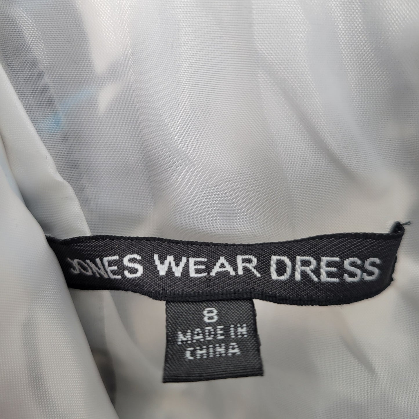 Jones Wear Dress Womens Sz 8 Midi Length Sleeveless Dress Black Blue Floral