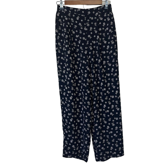 Vintage Pendleton Womens Sz 6P High Waist Polyester Pants Black White Floral