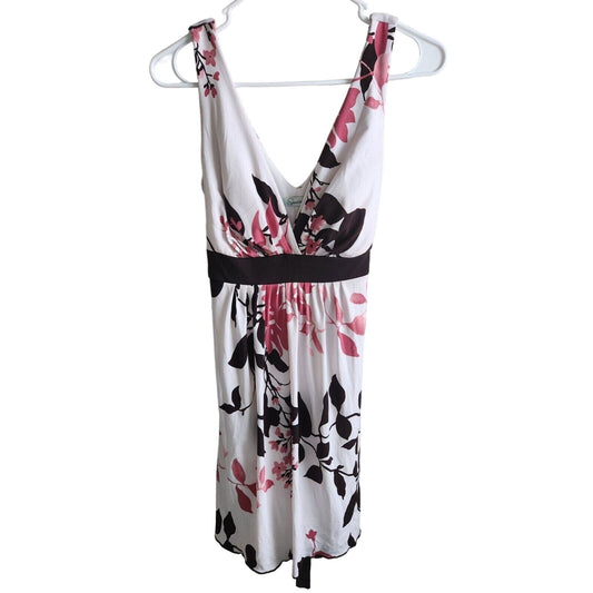 Speechless Womens Sz M Knee Length Dress Black Pink white Floral Sleeveless