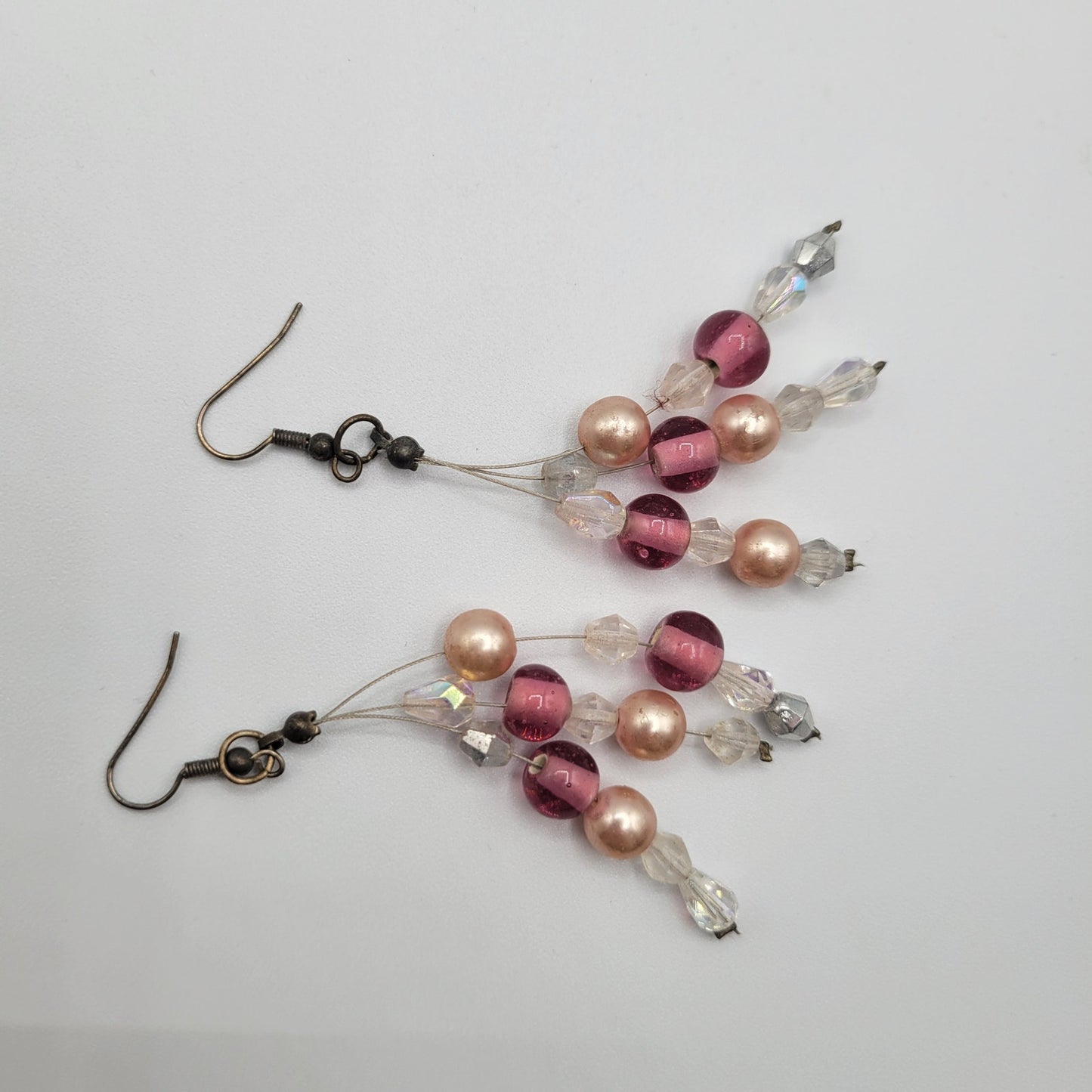 Vintage BARCS Silver TONE Amber Orange Glass CABOCHON Clip ON Earrings