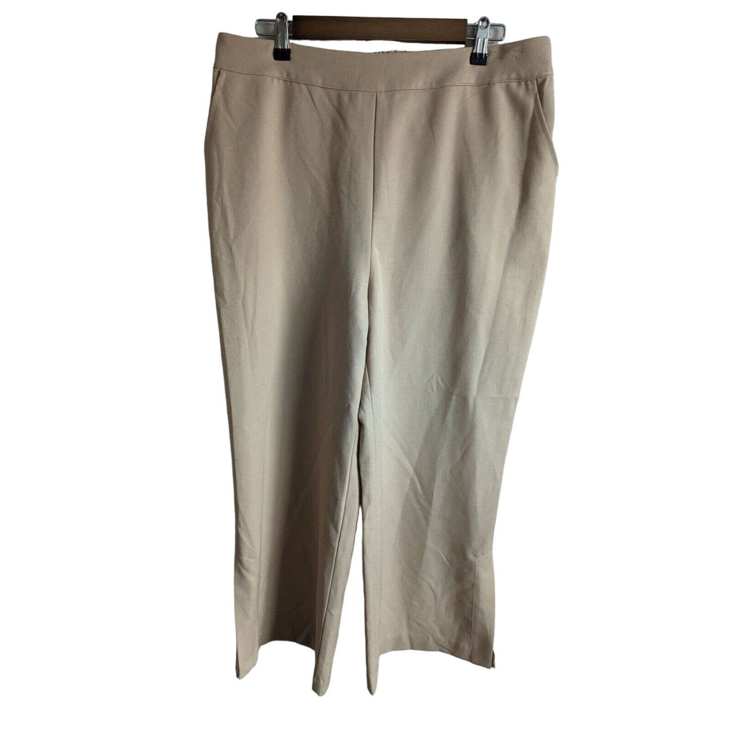 Skies Are Blue Womens Sz XL Pull On Dress Pants Trousers Light Beige Wide Leg