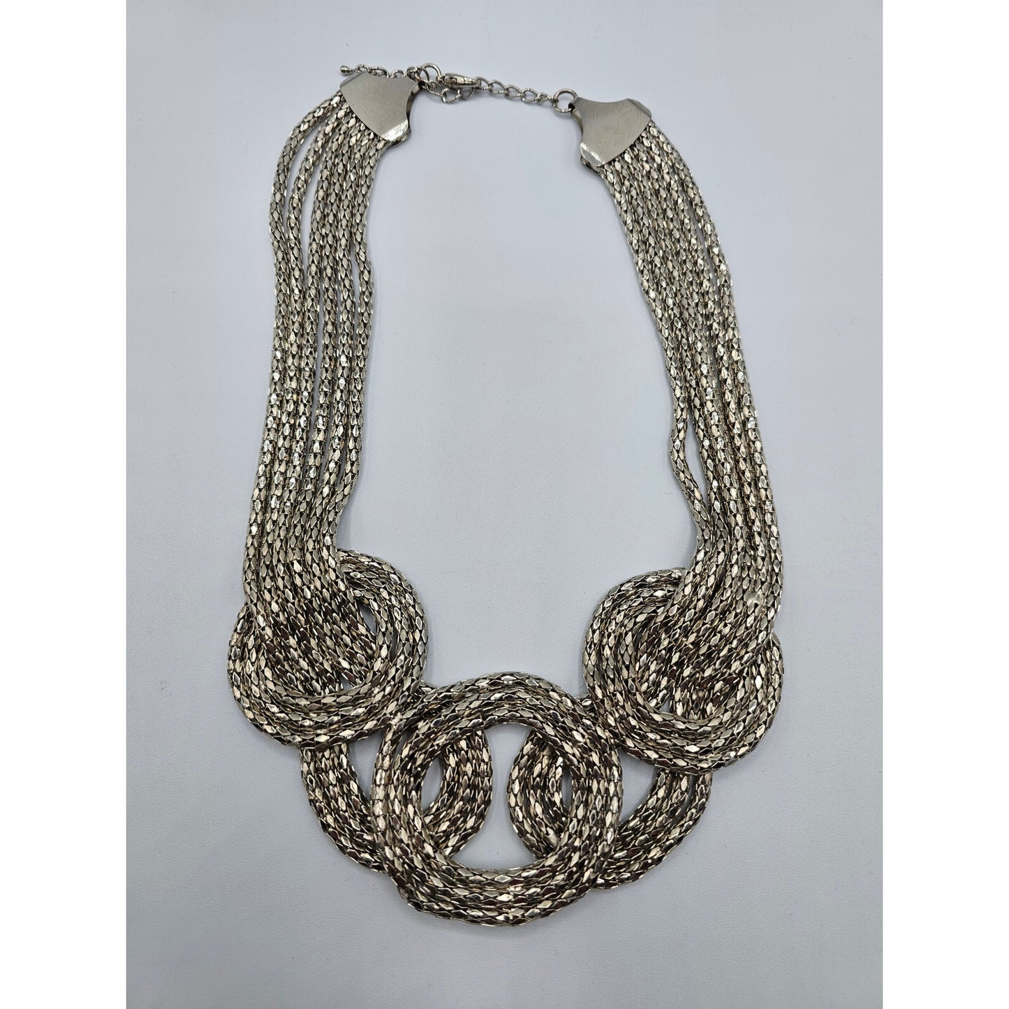 Vintage Statement Piece Necklace Round Braided Silver Gold Metal
