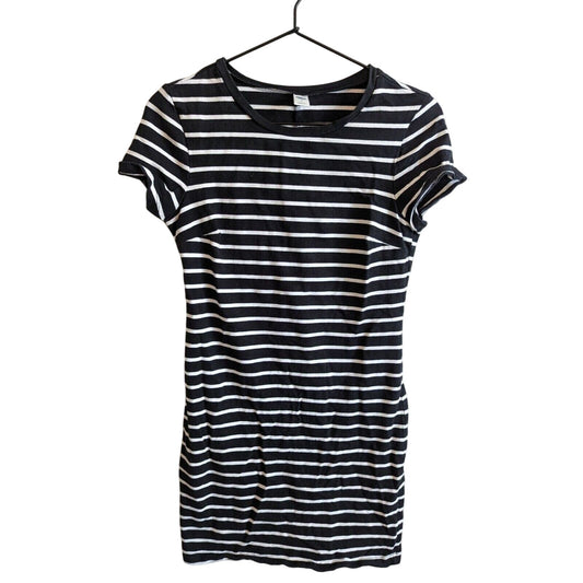 Old Navy Womens Sz S Short Sleeve Mini Dress Shirt Dress Black White Striped