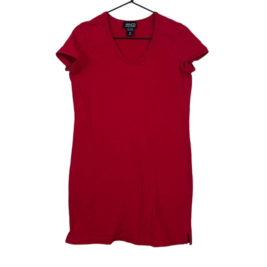 New York & Company Womens Sz M 100% Cotton Red Shirt Dress