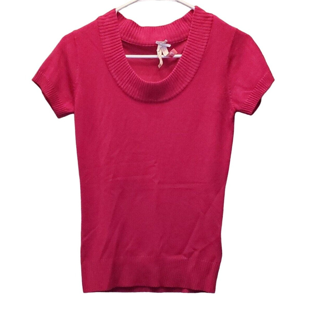 Derek Heart Womens Sz M Short Sleeve Knit Top Pink