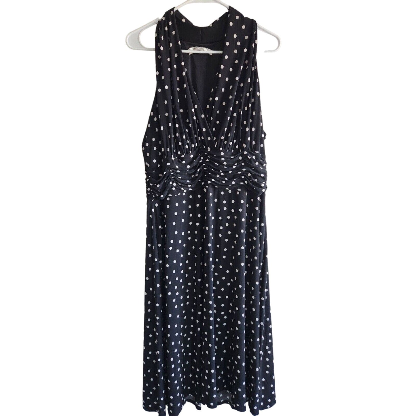 Evan Picone Womens Sz M Midi Dress Black White Polka Dot Pinup