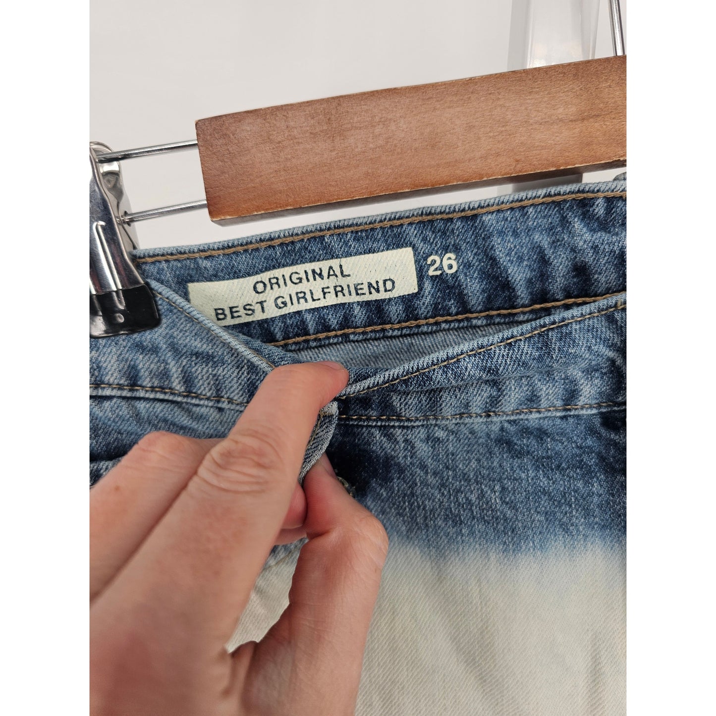 Gap Womens Sz 26 Original Best Girlfriend Blue Jeans Ombre Bleach Wash