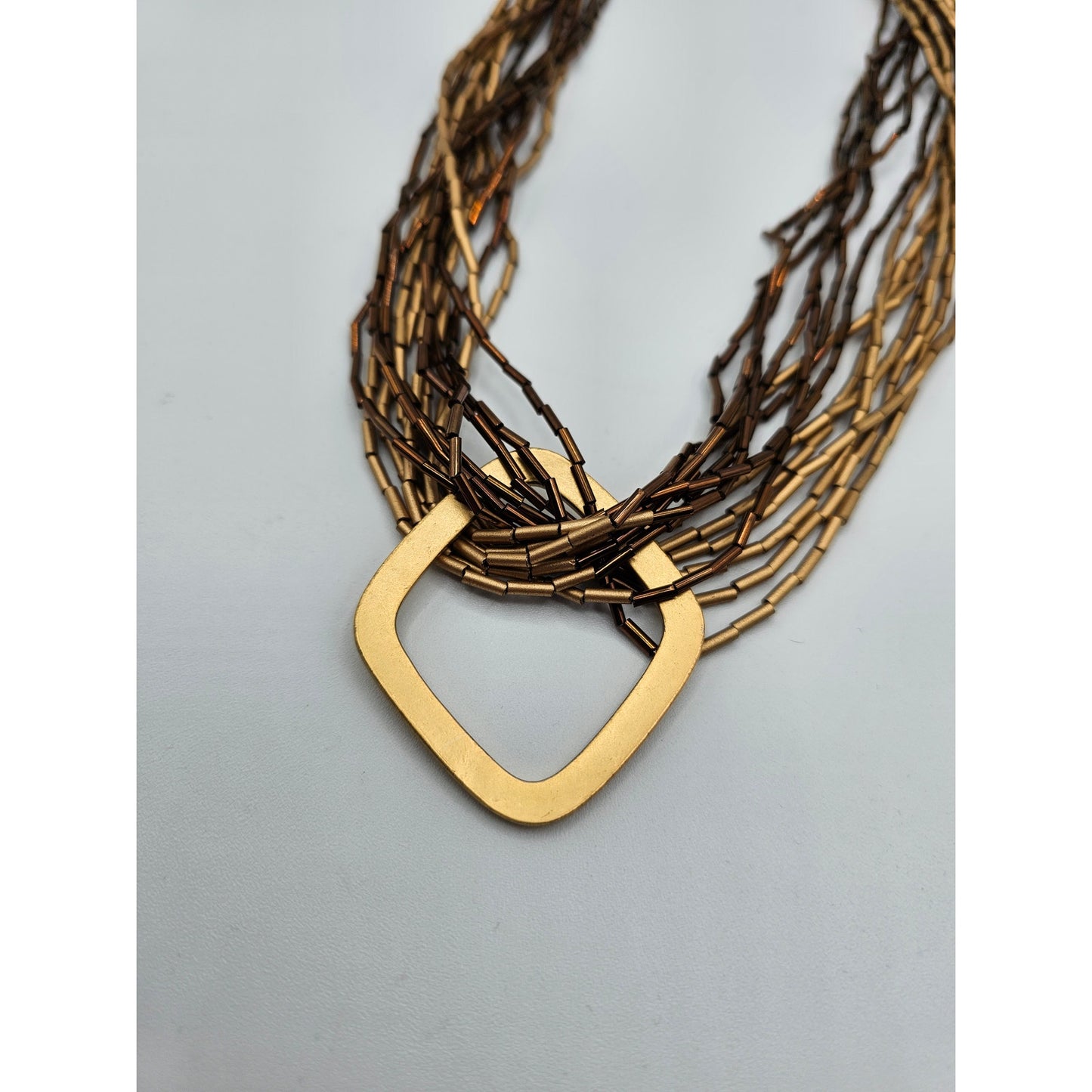 Coldwater Creek Womens Multi Strand Necklace Gold and Bronze Tone Beads