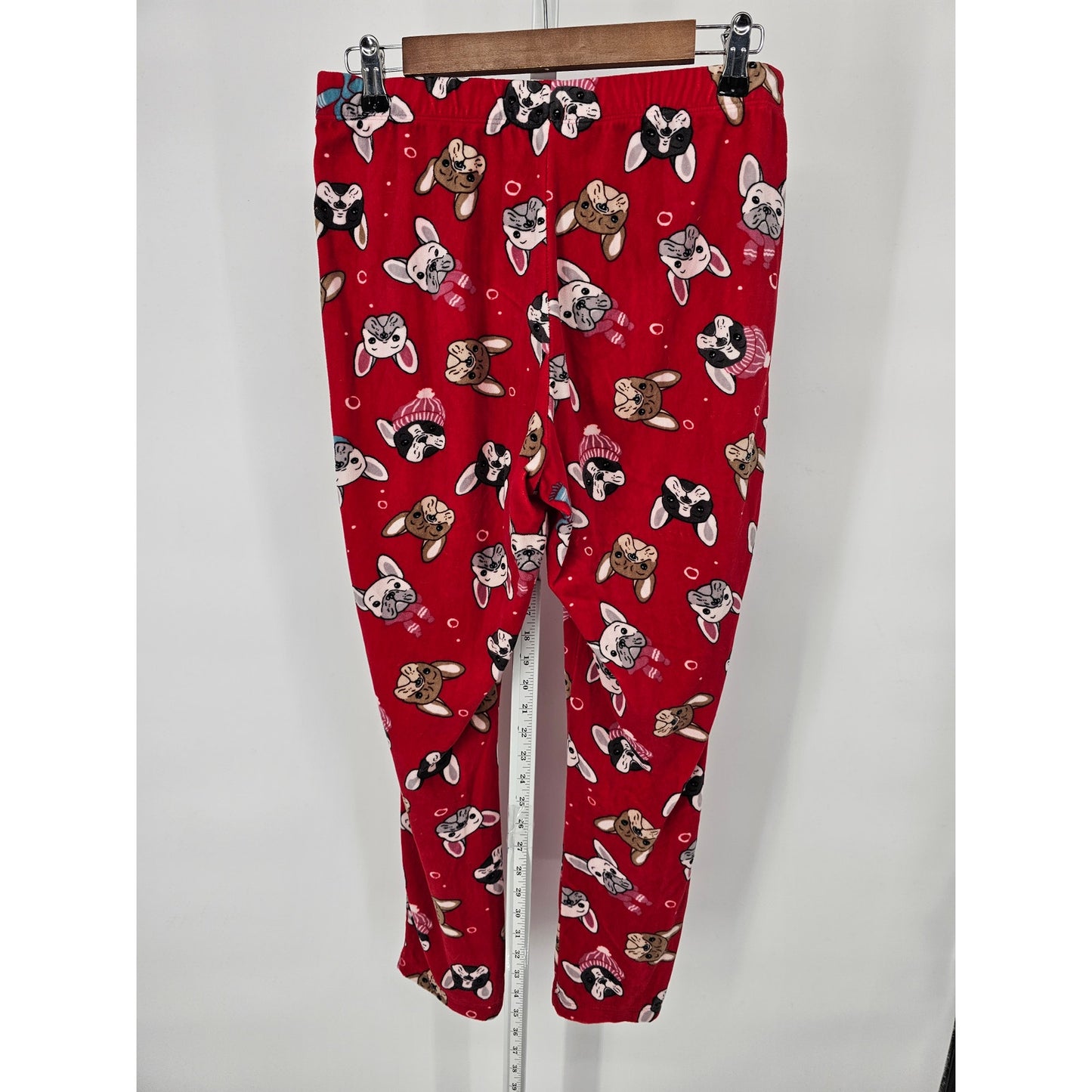 Secret Treasures Womens Sz M Pajama Lounge Pants English Bulldog Dog Print Red