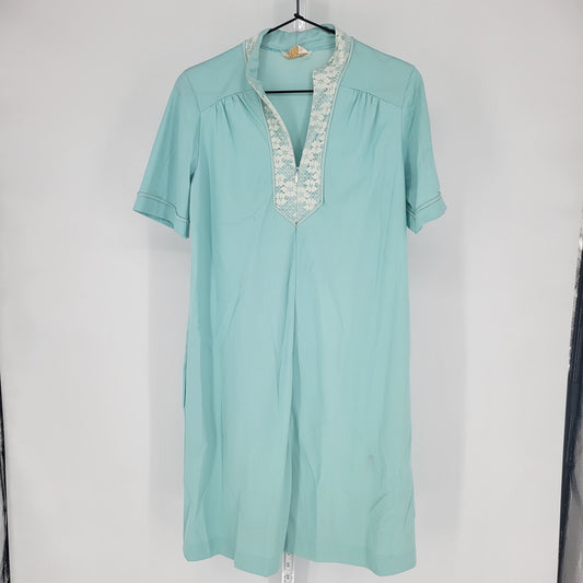 Vintage 1960s JCPenney Loungewear Womens Sz L House Dress Nightgown Light Blue