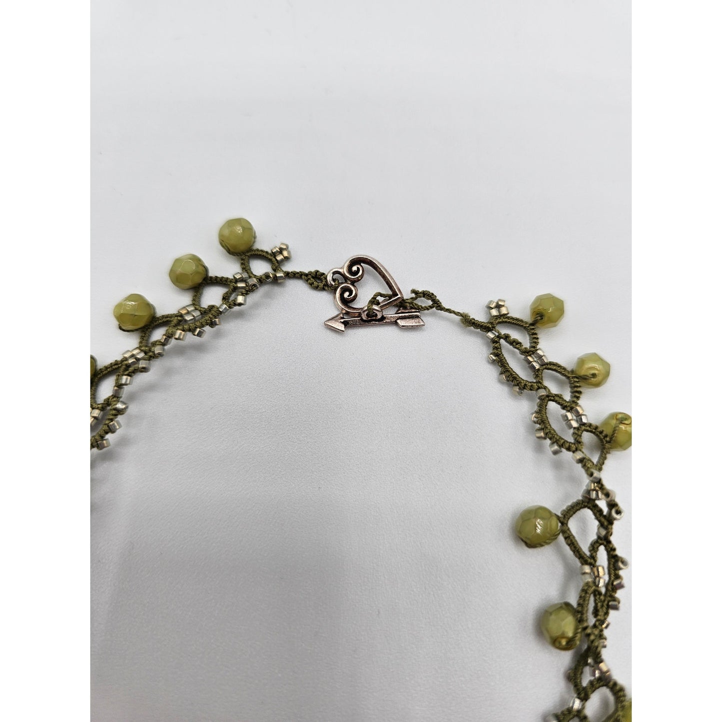 Vintage Y2K Womens Lime Green Stone Braided Beaded Necklace