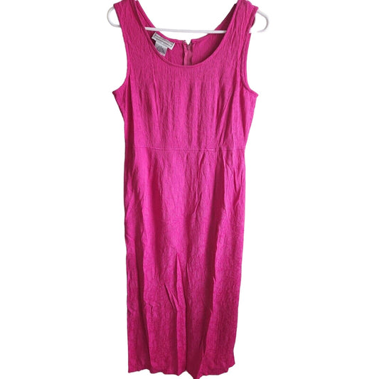 Karin Stevens Womens Sz 12 Bright Pink Maxi Dress Sleeveless Summer Vintage