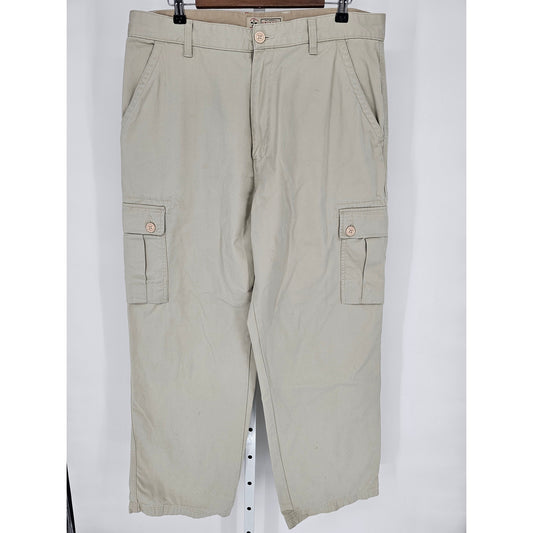Vintage Arizona Jean Co Mens Sz 36x32 Baggy Fit Cargo Pants Beige Y2K