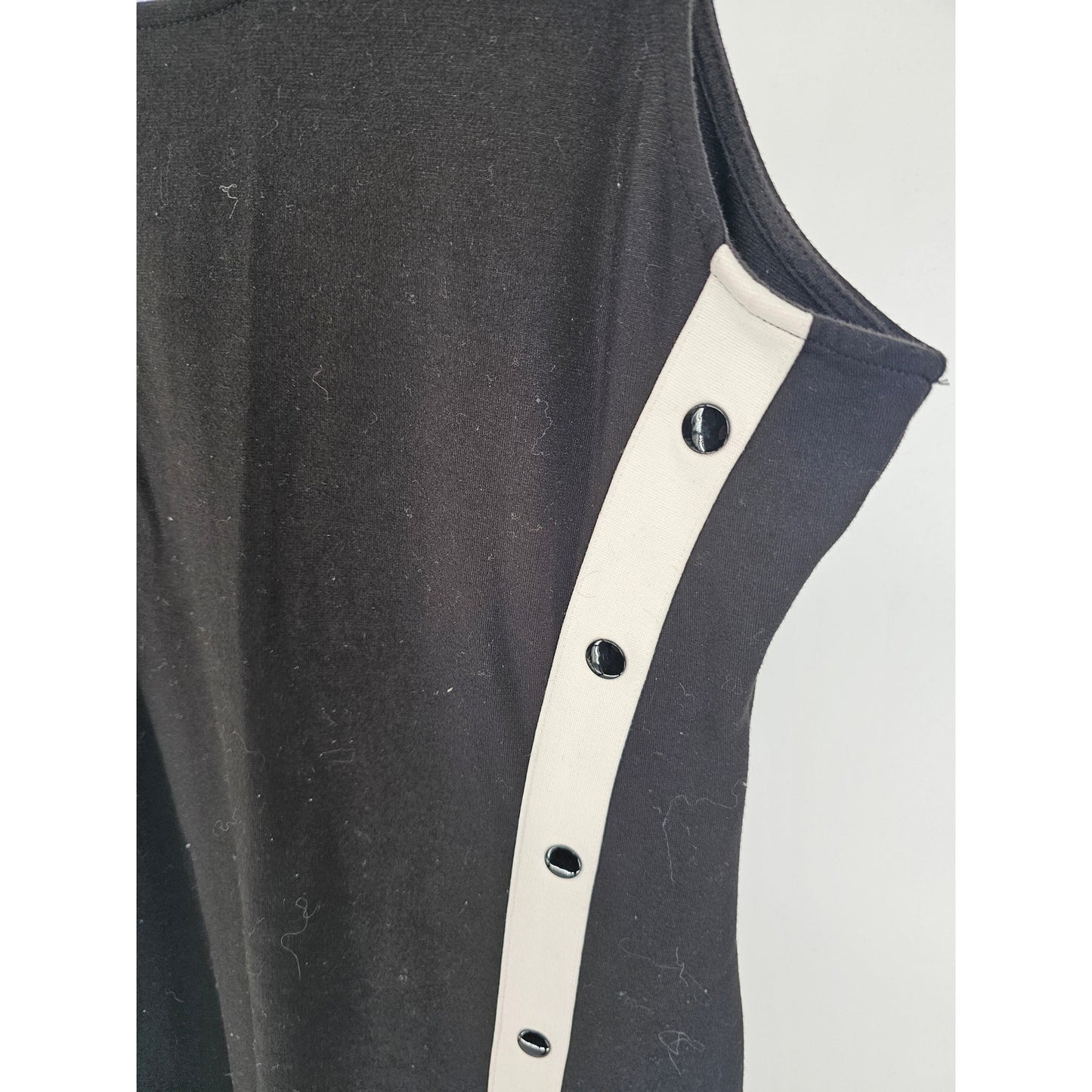 Divided by H&M Womens Sz L Knee Length Sleeveless Dress Black White Retro