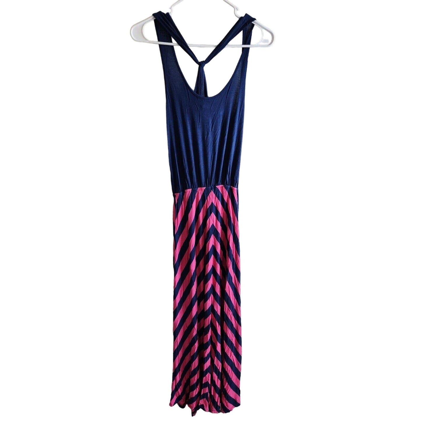 Tresics Womens Sz S Racerback Maxi Dress Blue Pink Chevron