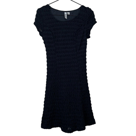 Tacera Womens Sz S Black Ruffled Short Sleeve Dress Vintage