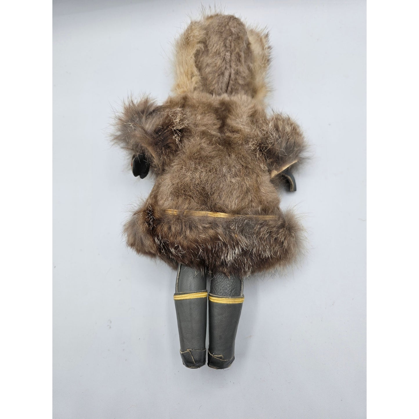 Vintage 1960s 10" Plastic Eskimo Doll In Fur Coat and Hat